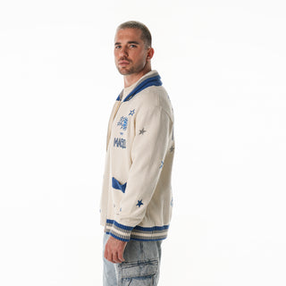 Orlando Magic Unisex Jacquard Zip Front Sweater - Cream-Jacquard Sweater-thewildcollective