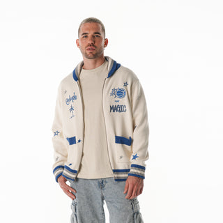 Orlando Magic Unisex Jacquard Zip Front Sweater - Cream-Jacquard Sweater-thewildcollective