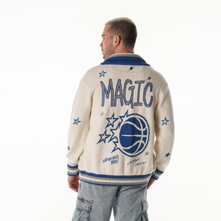 Orlando Magic Unisex Jacquard Zip Front Sweater - Cream-Jacquard Sweater-thewildcollective
