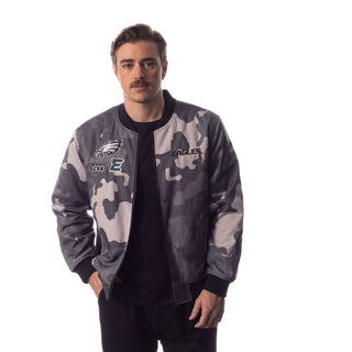 Philadelphia Eagles Unisex Camo Bomber - Camo Grey-Bomber Jacket-thewildcollective