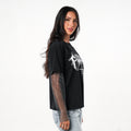Philadelphia Flyers Women's Crew Tee W/ Mesh Sleeves - Black view 3