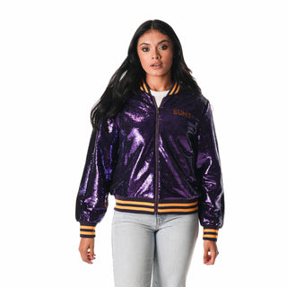 Phoenix Suns Sequin Bomber - Purple-Coachs Jacket-thewildcollective