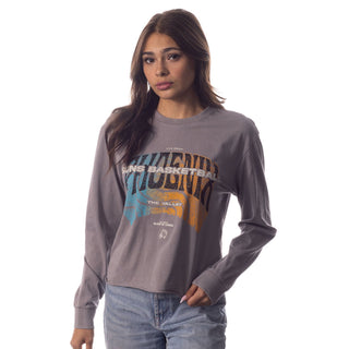 Phoenix Suns Women L/S Crop Tee - Grey-Crop Tee-thewildcollective