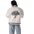 Pittsburgh Steelers Unisex Embossed Cable Knit Bomber - Vintage White view 5