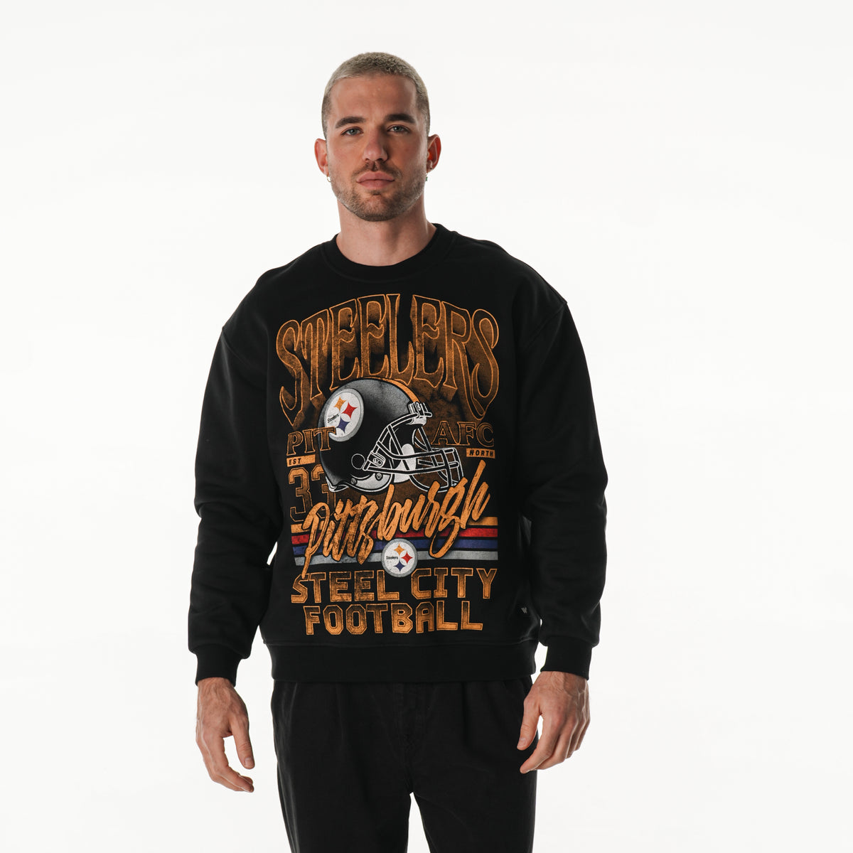 Pittsburgh Steelers Unisex Steel City Crew Fleece - Black