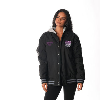 Sacramento Kings Hooded Bomber Jacket - Black-Bomber Jacket-thewildcollective