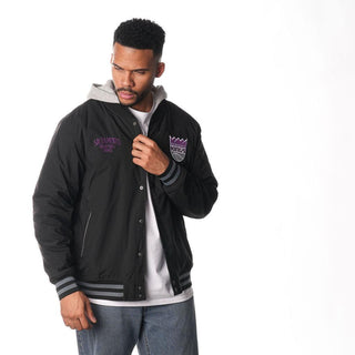 Sacramento Kings Hooded Bomber Jacket - Black-Bomber Jacket-thewildcollective