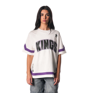 Sacramento Kings Women's Drop Shoulder SS Tee - White-T-SHIRT-thewildcollective