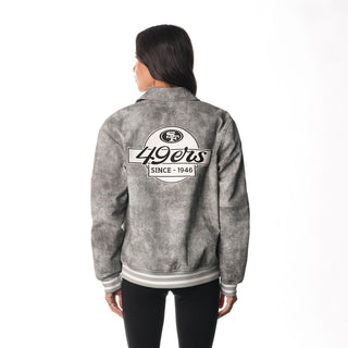 San Francisco 49ers Unisex Faux Leather Jacket - Grey-Faux Leather Jacket-thewildcollective