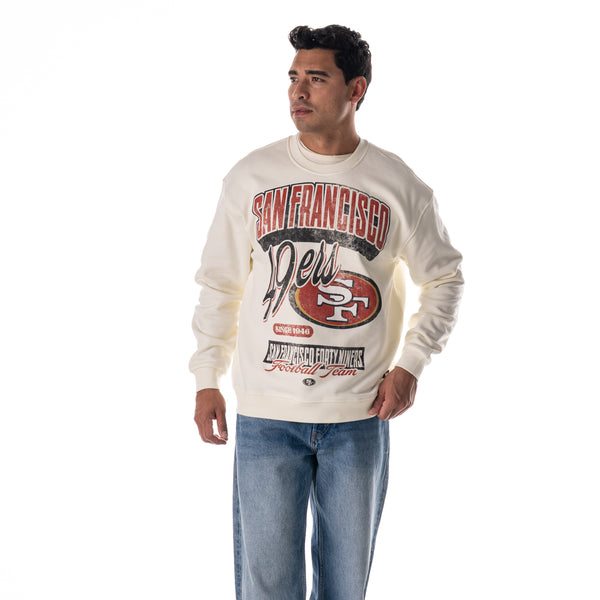 San Francisco 49ers Unisex Graphic Crew Fleece - Vintage White