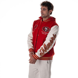 San Francisco 49ers Unisex Hooded Varsity Jacket - Red-Varsity Jacket-thewildcollective