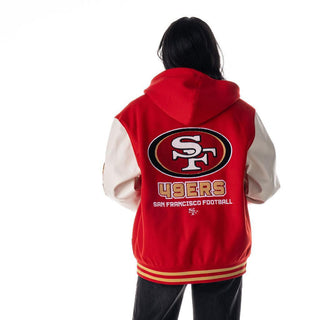 San Francisco 49ers Unisex Hooded Varsity Jacket - Red-Varsity Jacket-thewildcollective
