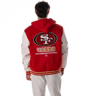 San Francisco 49ers Unisex Hooded Varsity Jacket - Red-Varsity Jacket-thewildcollective