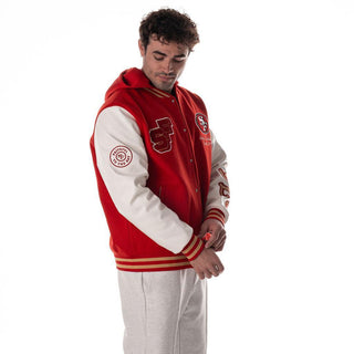 San Francisco 49ers Unisex Hooded Varsity Jacket - Red-Varsity Jacket-thewildcollective