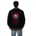 San Francisco 49ers Unisex Jacquard Zip Front Sweater – Black view 4