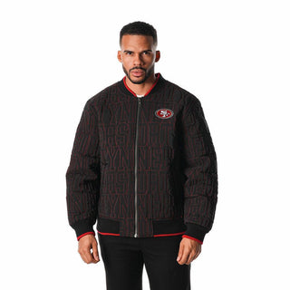 San Francisco 49ers Unisex Quilted Bomber - Black-Quilted Jacket-thewildcollective