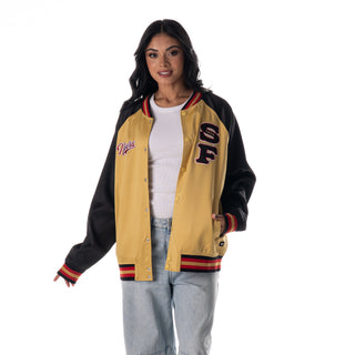 San Francisco 49ers Unisex Satin Raglan Bomber - Gold-Bomber Jacket-thewildcollective