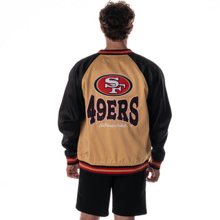 San Francisco 49ers Unisex Satin Raglan Bomber - Gold-Bomber Jacket-thewildcollective