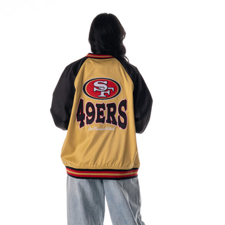 San Francisco 49ers Unisex Satin Raglan Bomber - Gold-Bomber Jacket-thewildcollective