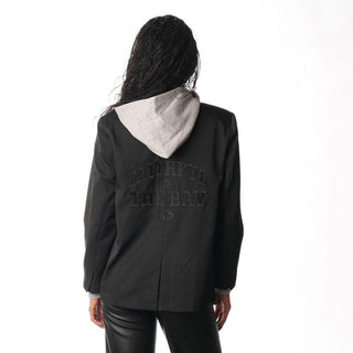 San Francisco 49ers Women's Hooded Blazer - Black-Outerwear-thewildcollective