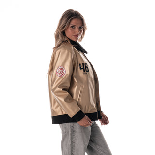San Francisco 49ers Women's Metallic Bomber - Gold-Bomber Jacket-thewildcollective