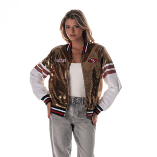 San Francisco 49ers Women's Sequin Jacket - Gold-Sequin Jacket-thewildcollective