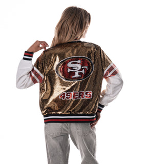 San Francisco 49ers Women's Sequin Jacket - Gold-Sequin Jacket-thewildcollective