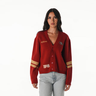 San Francisco 49ers Women's Varsity Cardigan - Red-Cardigan-thewildcollective