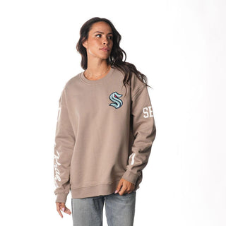 Seattle Kraken Graphic Crew Fleece - Warm Grey-Crew Fleece-thewildcollective