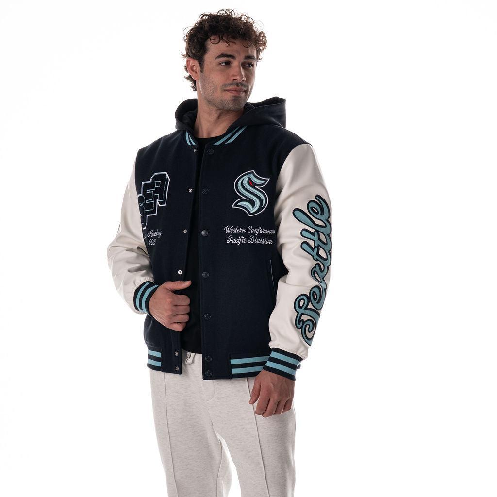 Seattle Kraken Unisex Hooded Varsity Jacket - Navy