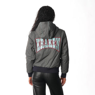 Seattle Kraken Women's Quilted Puffer Jacket - Grey-Puffer Jacket-thewildcollective