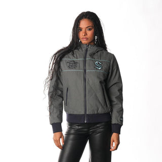 Seattle Kraken Women's Quilted Puffer Jacket - Grey-Puffer Jacket-thewildcollective