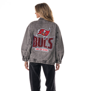 Tampa Bay Buccaneers Women's Denim Jacket - Grey-Denim Jacket-thewildcollective