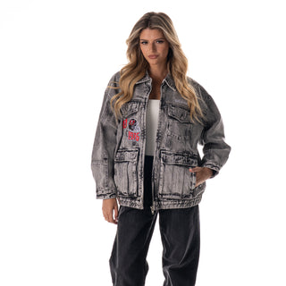 Tampa Bay Buccaneers Women's Denim Jacket - Grey-Denim Jacket-thewildcollective