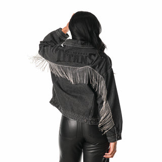 Tennessee Titans Women's Denim Sequin Fringe Jacket - Denim-Denim Jacket-thewildcollective