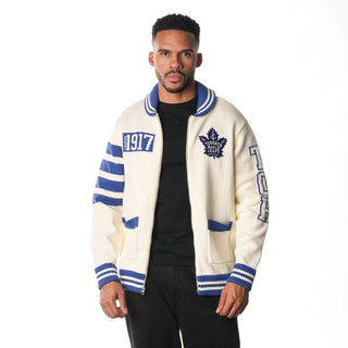 Toronto Maple Leafs Jacquard Sweater - Cream-Jacquard Sweater-thewildcollective