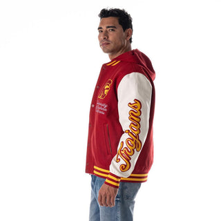 USC Unisex Hooded Varsity Jacket – Cardinal-Varsity Jacket-thewildcollective