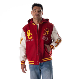 USC Unisex Hooded Varsity Jacket – Cardinal-Varsity Jacket-thewildcollective
