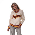 USC Women’s Jacquard V-Neck Sweater – Cream view 1