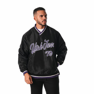 Utah Jazz Unisex V-Neck Windbreaker - Black-Track Jacket-thewildcollective