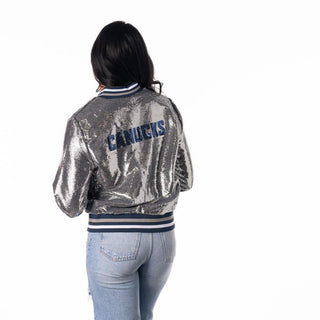 Vancouver Canucks Women's Sequin Jacket - Silver-Sequin Jacket-thewildcollective