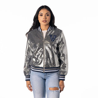 Vancouver Canucks Women's Sequin Jacket - Silver-Sequin Jacket-thewildcollective