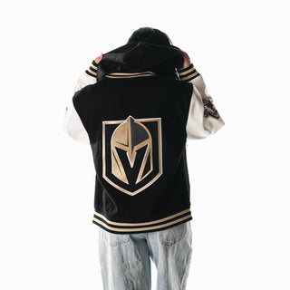 Vegas Golden Knights Hooded Varsity Jacket - Black/White-Varsity Jacket-thewildcollective