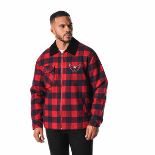 Washington Capitals Flannel Zip Front Jacket - Navy/Red-Flannel Jacket-thewildcollective