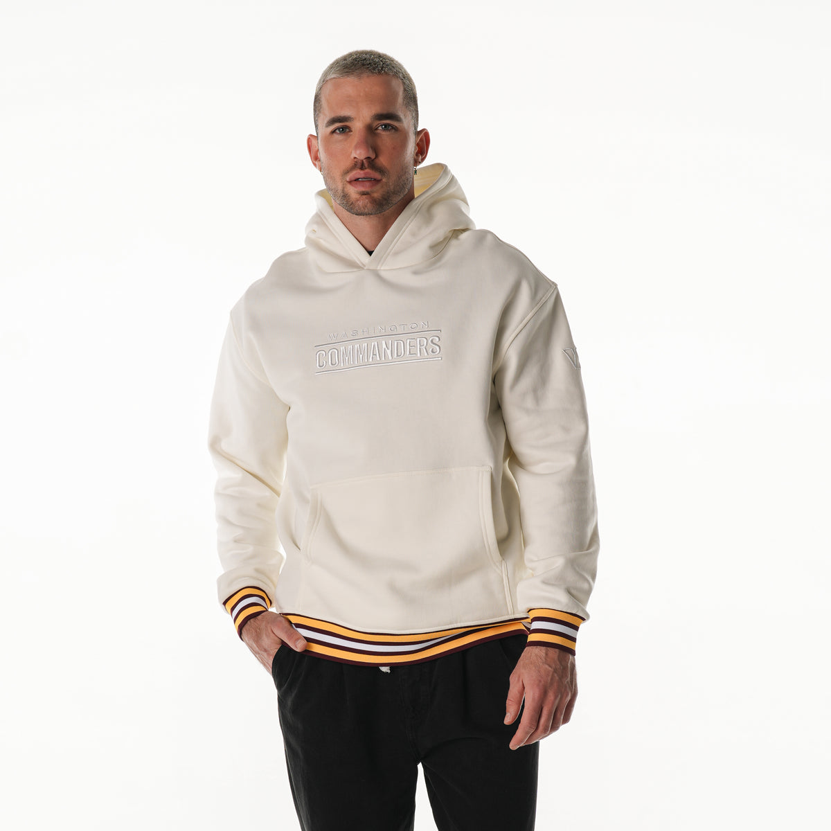 Washington Commanders Unisex Hoodie Fleece W/ Contrast Rib - Vintage White