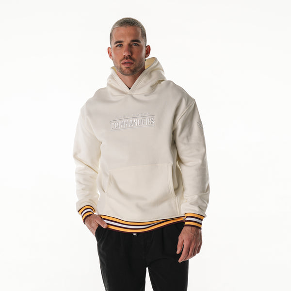 Washington Commanders Unisex Hoodie Fleece W/ Contrast Rib - Vintage White