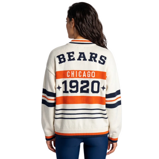 Chicago Bears Women's Jacquard Zip Front Sweater - Cream